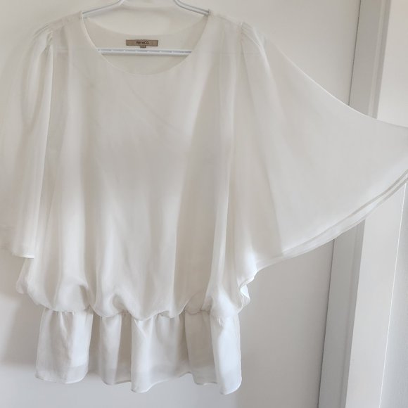 RW&Co White Flowy-Arm Blouse - Picture 4 of 4